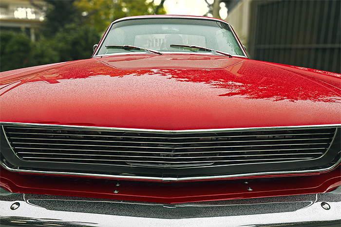 Ein Ford Mustang G.T.in diesem Zustand wird eher selten offen verladen